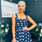 Tracey Detailed Midi Dress Polka Navy