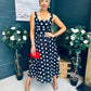 Tracey Detailed Midi Dress Polka Black