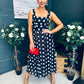 Tracey Detailed Midi Dress Polka Black