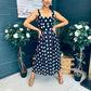 Tracey Detailed Midi Dress Polka Black