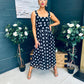 Tracey Detailed Midi Dress Polka Black