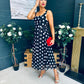 Tracey Detailed Midi Dress Polka Black