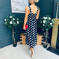 Tracey Detailed Midi Dress Polka Black