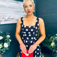 Tracey Detailed Midi Dress Polka Black