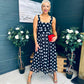 Tracey Detailed Midi Dress Polka Black