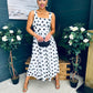 Tracey Detailed Midi Dress Polka Black / White