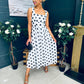 Tracey Detailed Midi Dress Polka Black / White