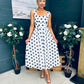 Tracey Detailed Midi Dress Polka Black / White