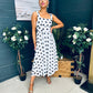 Tracey Detailed Midi Dress Polka Black / White