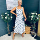 Tracey Detailed Midi Dress Polka Navy / White
