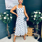 Tracey Detailed Midi Dress Polka Navy / White