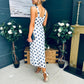 Tracey Detailed Midi Dress Polka Navy / White