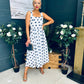 Tracey Detailed Midi Dress Polka Navy / White