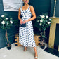 Tracey Detailed Midi Dress Polka Navy / White