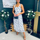 Tracey Detailed Midi Dress Polka Navy / White