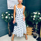 Tracey Detailed Midi Dress Polka Navy / White