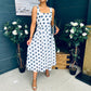 Tracey Detailed Midi Dress Polka Navy / White