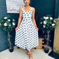 Tracey Detailed Midi Dress Polka Navy / White