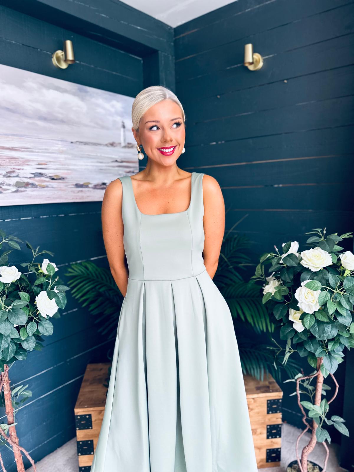 Erica Square Neck Midi Dress Sage