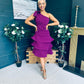 Casey Layered Detailed Occasion Dress Berry