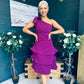 Casey Layered Detailed Occasion Dress Berry