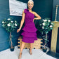 Casey Layered Detailed Occasion Dress Berry