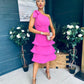 Casey Layered Detailed Occasion Dress Pink