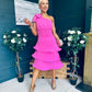 Casey Layered Detailed Occasion Dress Pink