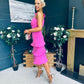 Casey Layered Detailed Occasion Dress Pink