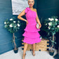 Casey Layered Detailed Occasion Dress Pink