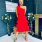 Casey Layered Detailed Occasion Dress Red