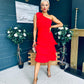 Casey Layered Detailed Occasion Dress Red