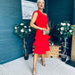 Casey Layered Detailed Occasion Dress Red