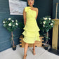 Casey Layered Detailed Occasion Dress Yellow