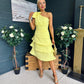 Casey Layered Detailed Occasion Dress Yellow