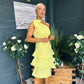 Casey Layered Detailed Occasion Dress Yellow