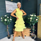 Casey Layered Detailed Occasion Dress Yellow