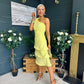 Casey Layered Detailed Occasion Dress Yellow