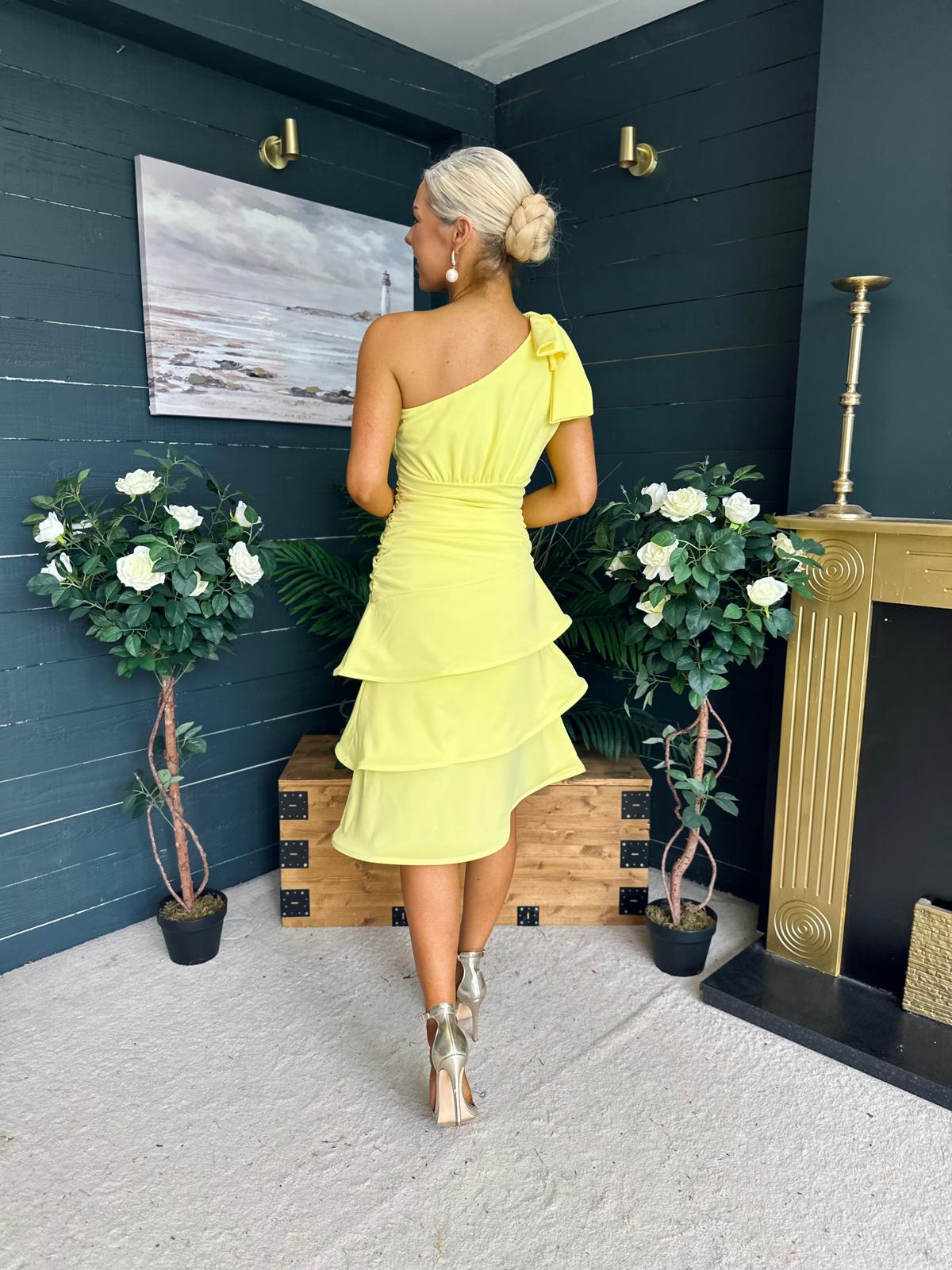 Casey Layered Detailed Occasion Dress Yellow