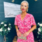 Paige Pleated Midi Dress Floral Fuchsia