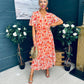 Paige Pleated Midi Dress Floral Amber