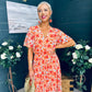 Paige Pleated Midi Dress Floral Amber