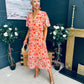 Paige Pleated Midi Dress Floral Amber