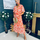 Paige Pleated Midi Dress Floral Amber