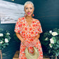 Paige Pleated Midi Dress Floral Amber