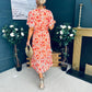 Paige Pleated Midi Dress Floral Amber