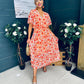 Paige Pleated Midi Dress Floral Amber