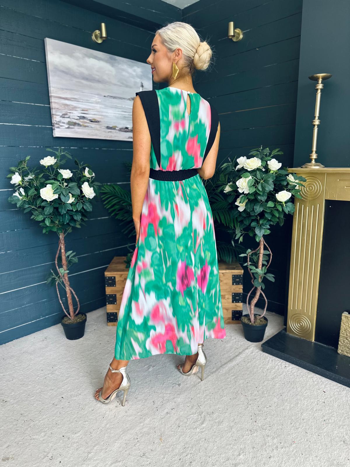 Addison Detailed Midi Dress Green