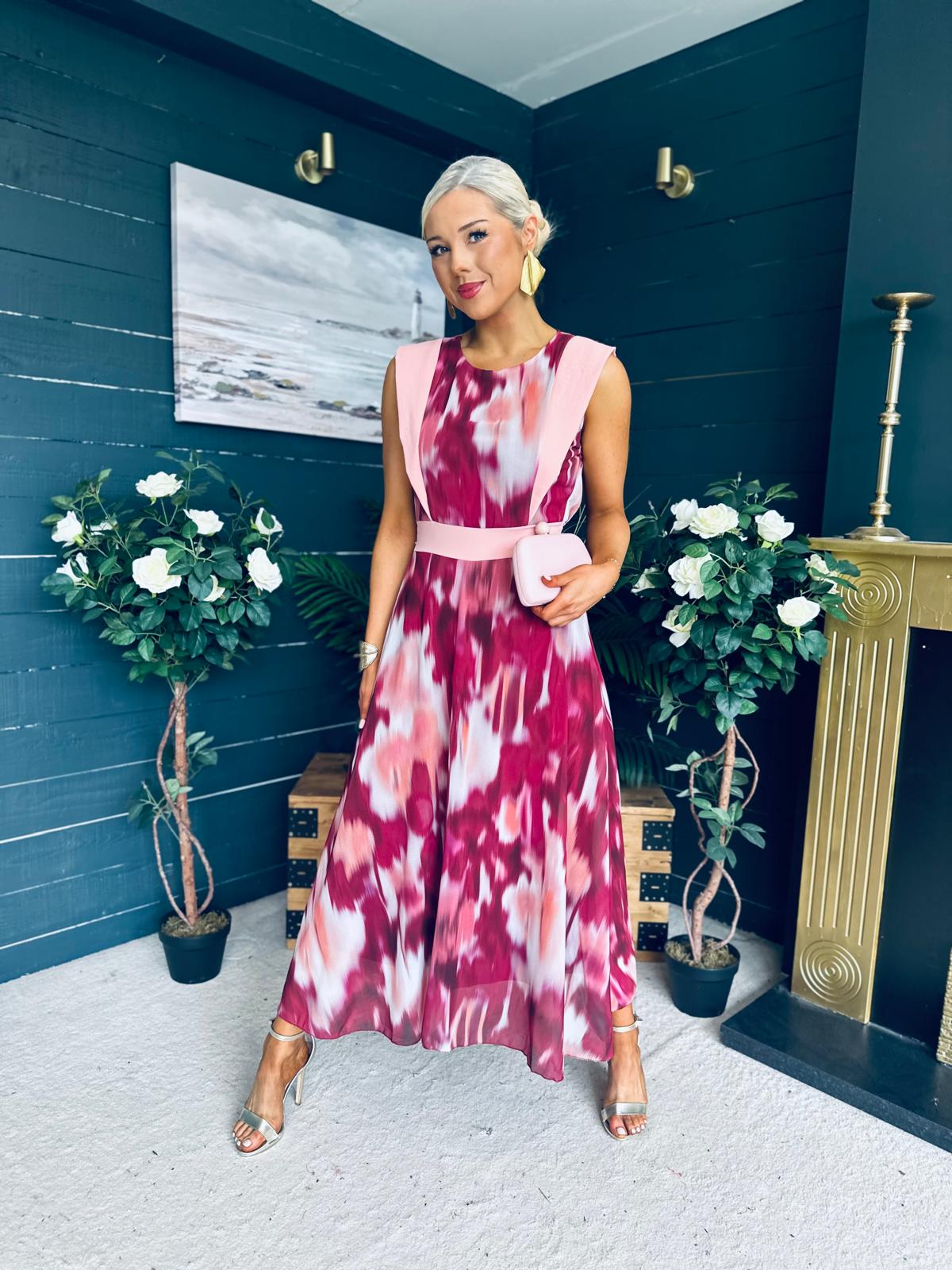 Addison Detailed Midi Dress Burgundy