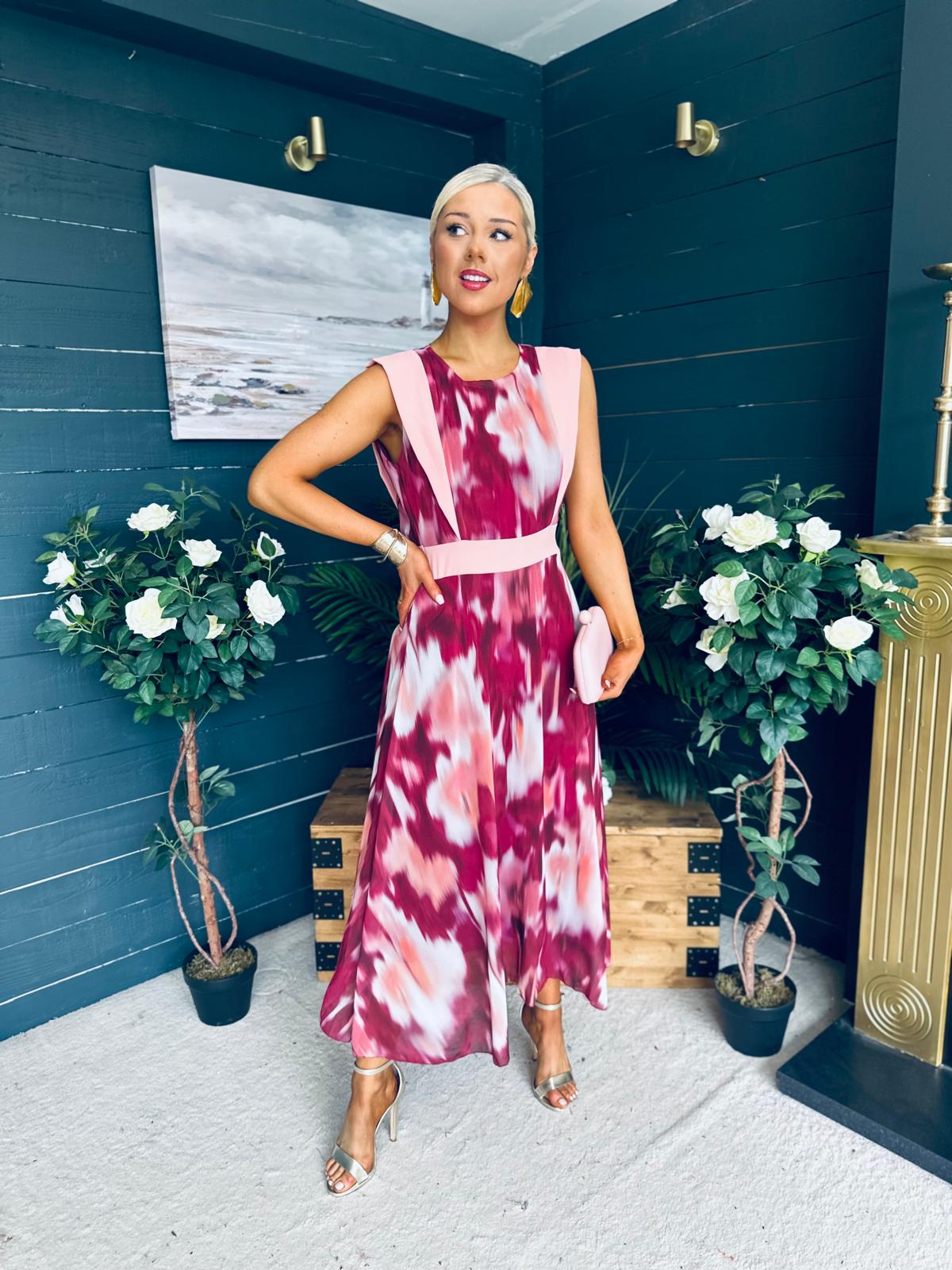 Addison Detailed Midi Dress Burgundy